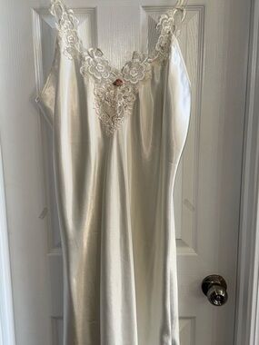 Vintage California Miss Nightgown Set L Slip Dress Rope Lace Elegant Feminine